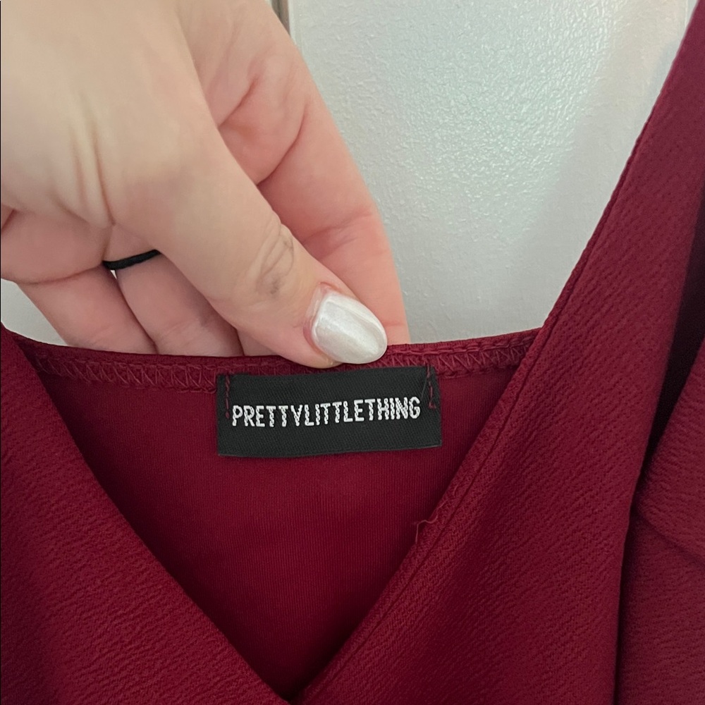 PLT Asymmetrical Burgundy Dress - Picture 2 of 3